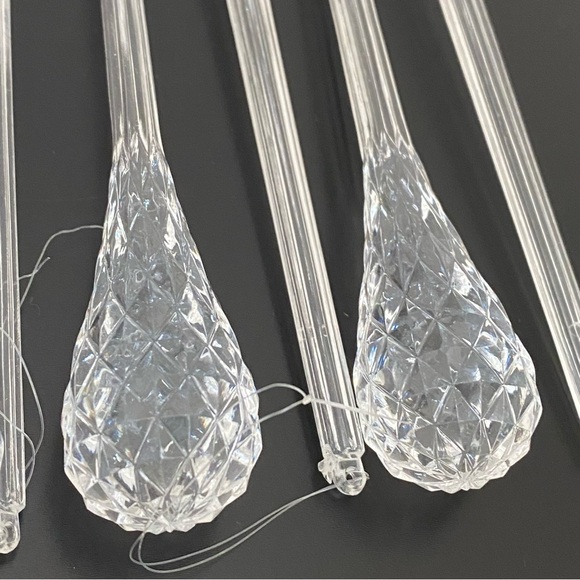 8pcs Vintage Clear Lucite Acrylic Teardrop 8” Christmas Tree Ornament - Picture 8 of 10